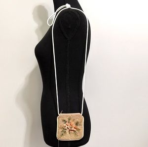 Extra small vintage woolen needlepoint purse